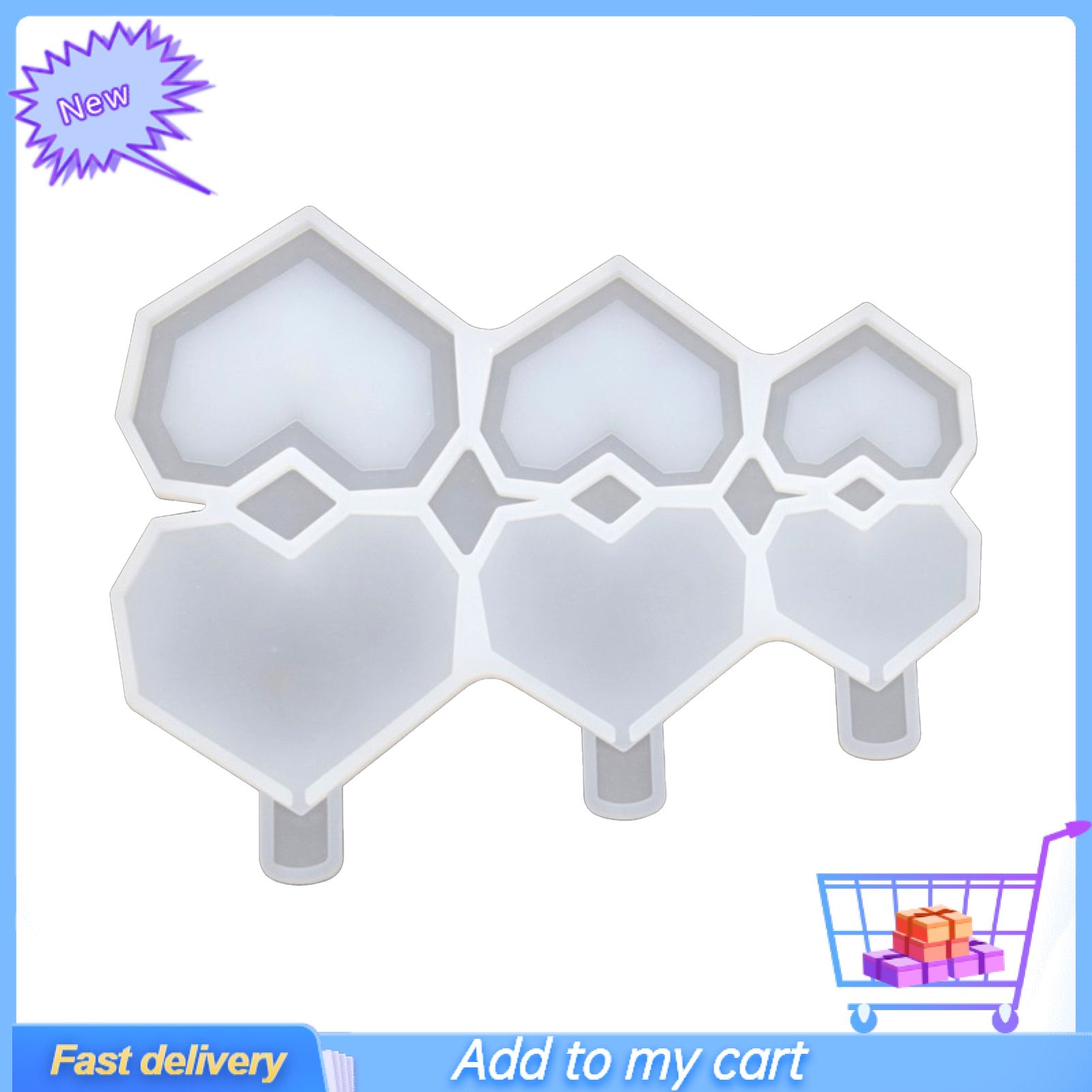 Heart Shape Mold Odorless Non-stick Food-grade Diamond Love Heart Lollipop Silicone Molds for Baking