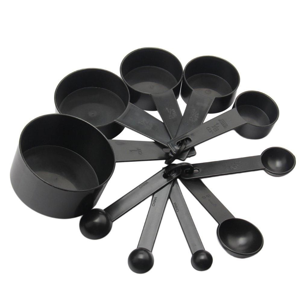 10pcs/set Plastic Measuring Cups Measuring Scoop Kitchen Measurement Tool-black