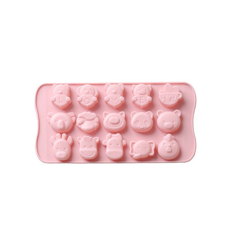 15 grid cartoon animal silicone mold cute panda elephant 3D silicone molds chocolate children cake fudge mold DIY baking tool