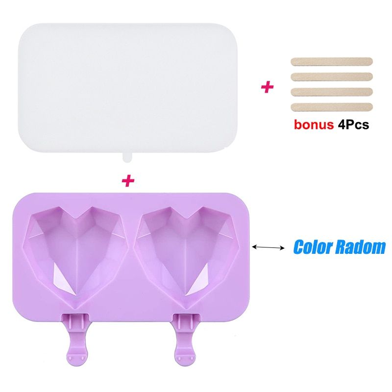 Love Heart Ice Cream Mold Silicone Popsicle Mold DIY Homemade Ice Pop Mould With Lid