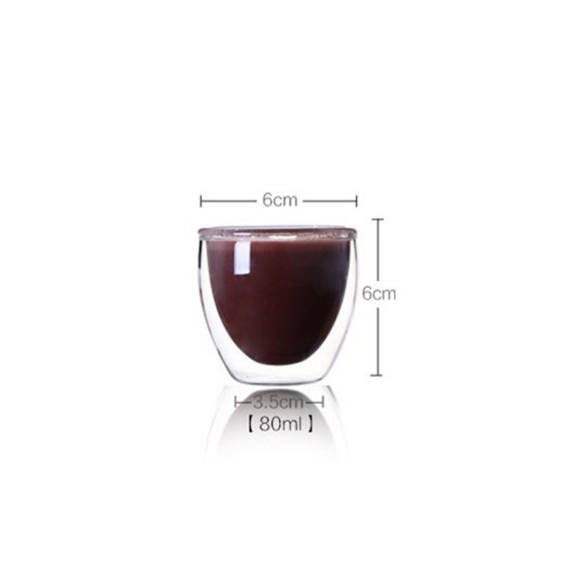 80/250/350/450ML Handmade Heat Resistant Double Wall Glass Kungfu Tea Drink Cup Insulated Clear Glass Coffee Mug