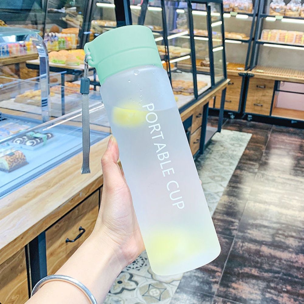 1000ml Large Capacity Water Bottle With Bounce Cover Time Scale Reminder Portable Leakproof Cup For Outdoor Sports Fitness