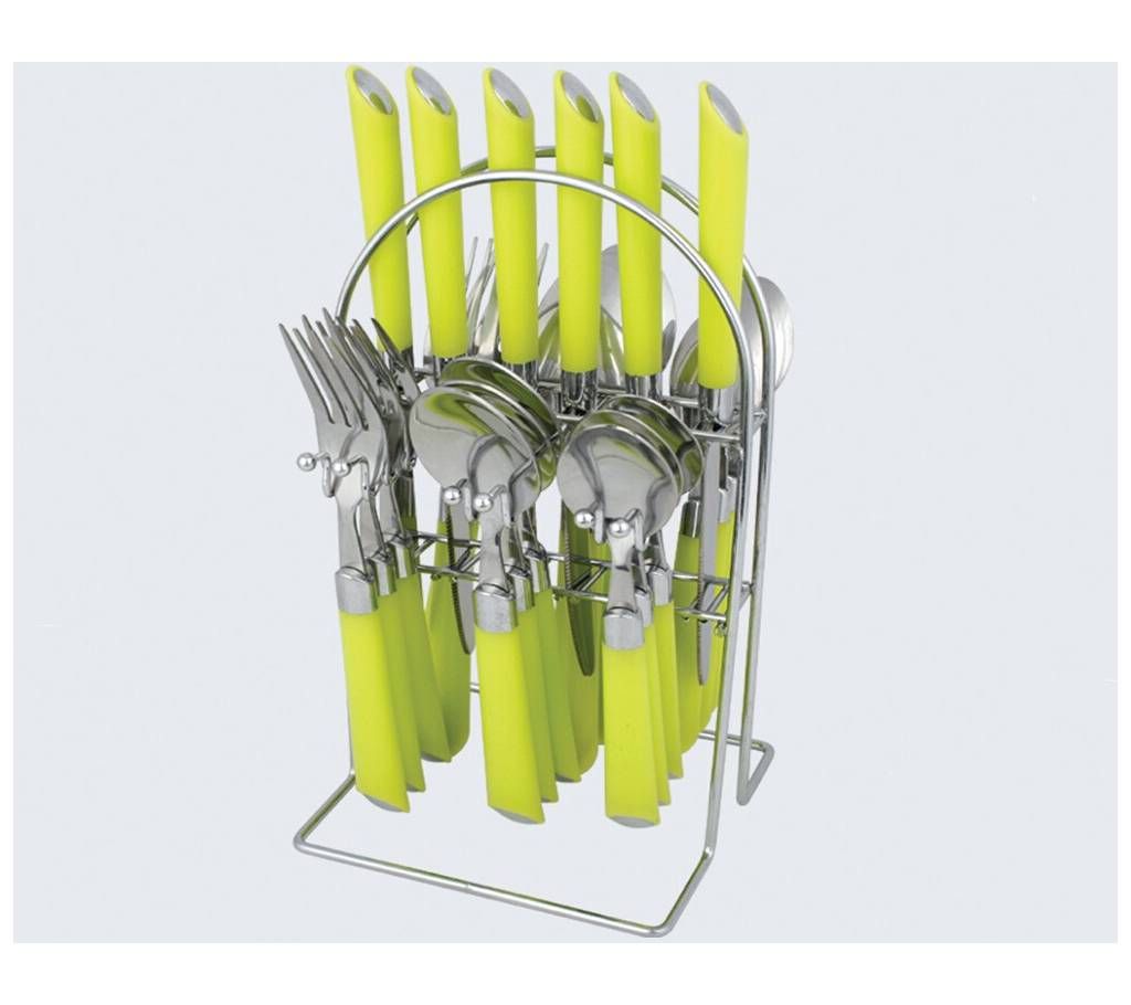 24 Pieces Plastic Hanging Cutlery Set With Stand
