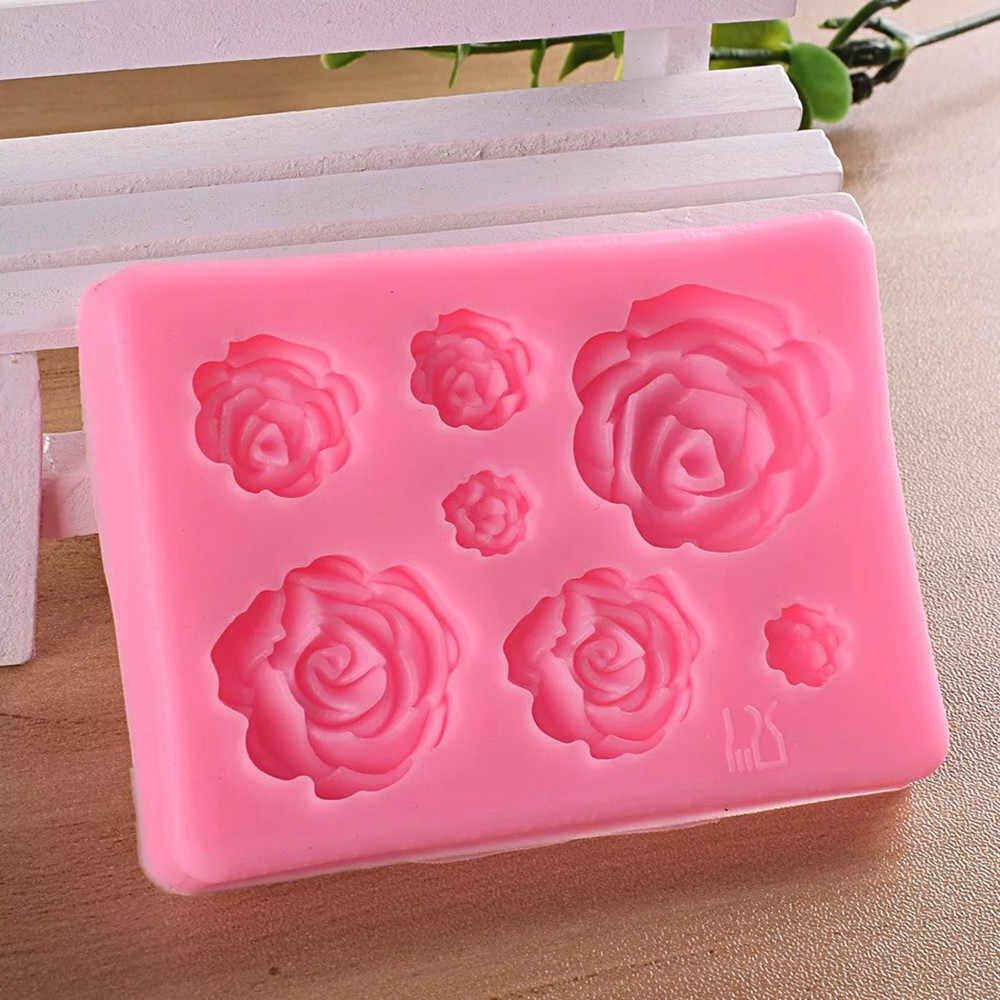Rose Flower Silicone Fondant Cake Mold Plum blossom Leaves Chocolate Sugarcraft Mould Cookie Cutter DIY Cake Decorating Tools