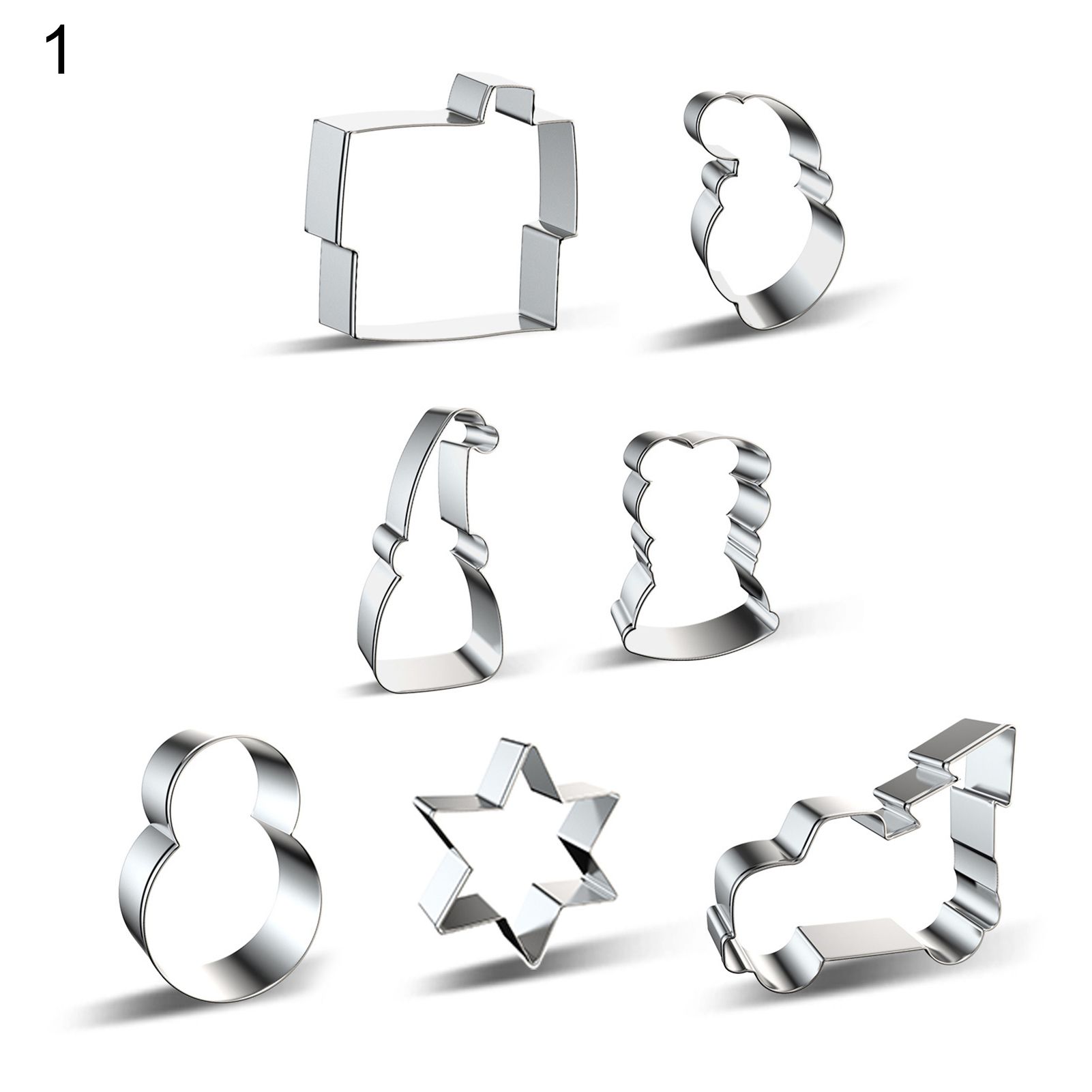 7Pcs/Set Fine Workmanship Baking Mold Multi-purpose Stainless Steel Christmas Fondant Cake Cookie Cutters for Home