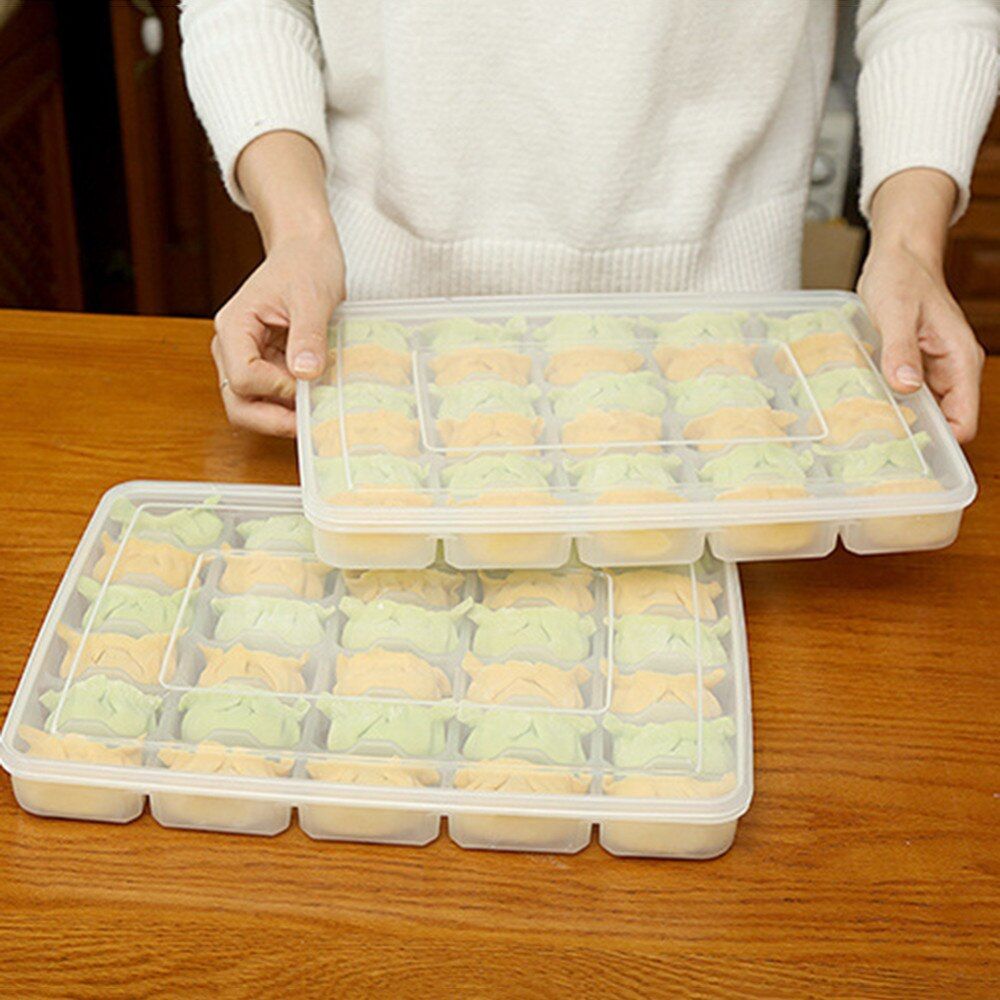 Portable 30 Cells Kitchen Dumpling Storage Boxes Fridge Storage Box Frozen Dumplings Storage Box Case Organizer Tray