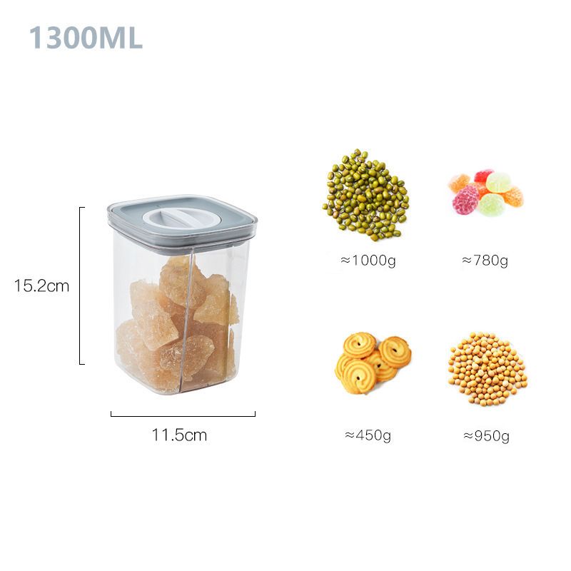 Geartronic Transparent Sealed Storage Box Kitchen Food Grain Containers Square Sealed Jar Nut Snack Storage Tank Airtight Pantry with nice material