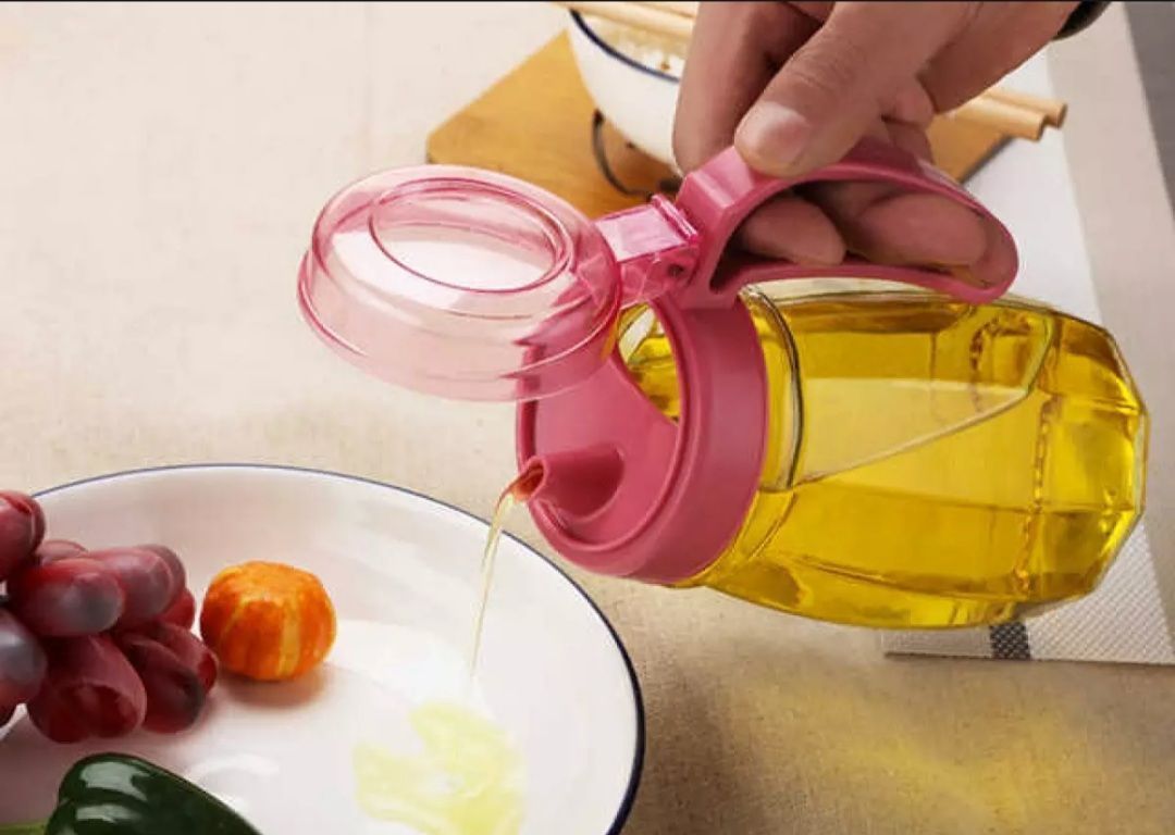 600ml Oil drum glass household oil storage tank large vegetable edible oil kitchen transparent device puts oil pot
