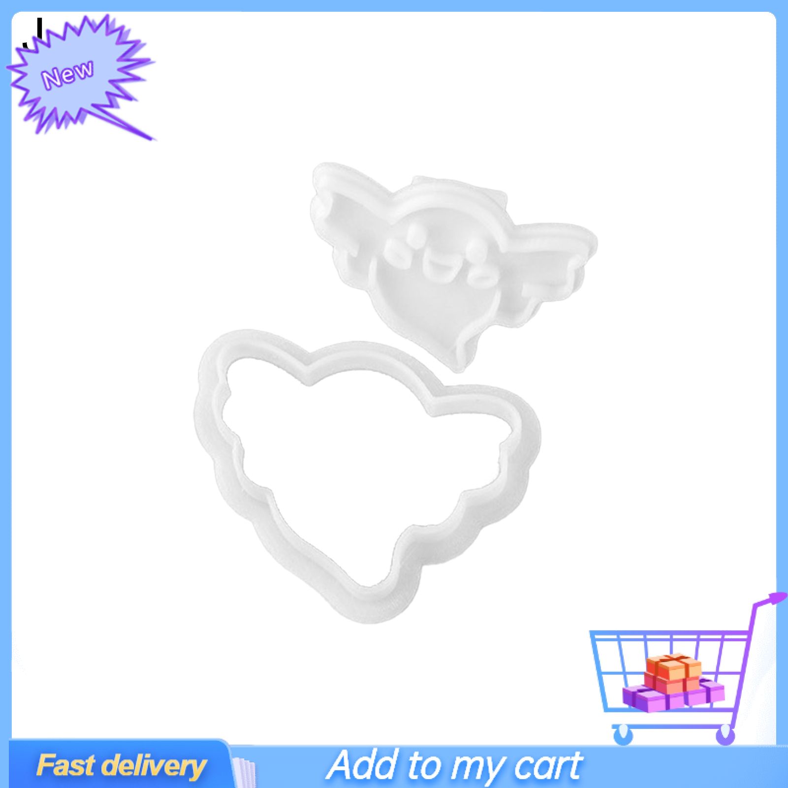 2Pcs Eco-friendly Embossing Mold Cartoon Shape Plastic Halloween Themed Cookie Cutting Mold for Home