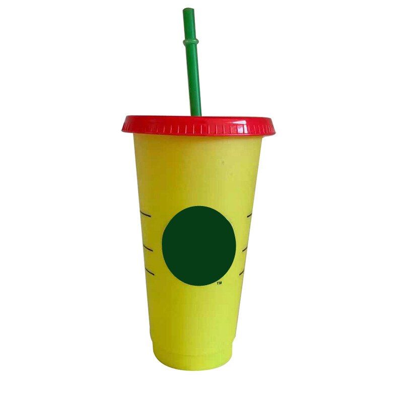 710ml Straw Cup With Lid Color Chang Coffee Cup With Logo Reu Cups Plastic Coffee Cup Tumbler Matte Finish Coffee Mug