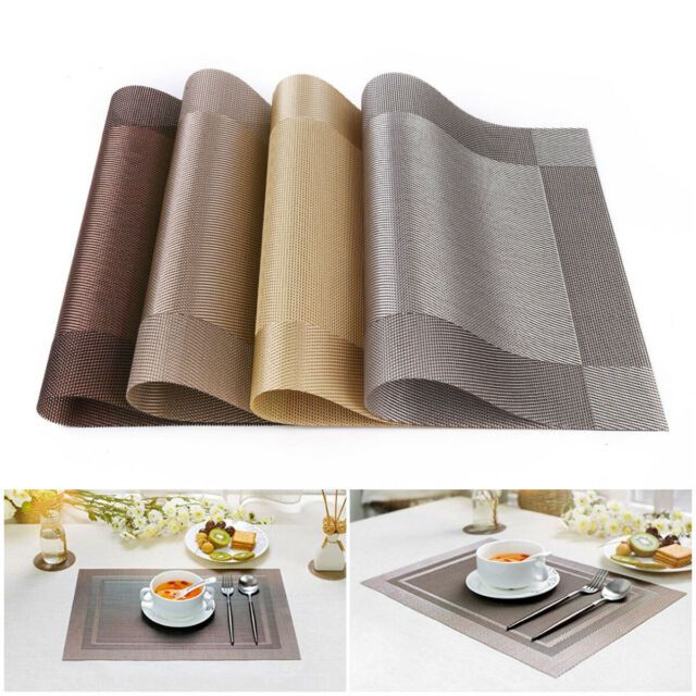 6 Pcs Placemat Fashion PVC Dining Table Mat Plate Pads Bowl Pad Coasters Table Cloth Pad Mats Table Bowl Mats Home Decor