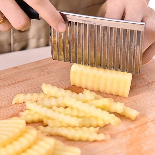 Potato Wavy Edged Knife Stainless Steel Kitchen Gadget Vegetable Fruit Cutting Tool Kitchen Accessories French Fries Machine-