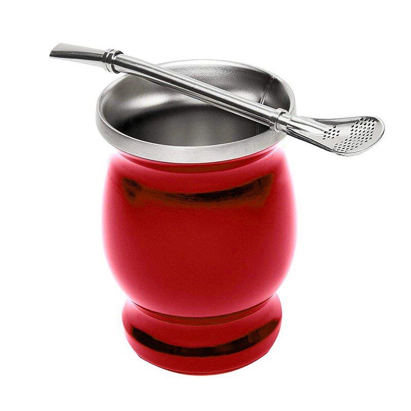 Yerba Mate Natural Gourd Set Double-Wall Stainless Steel Mate Tea Cup With Straw Easy Clean Tea Cup Set