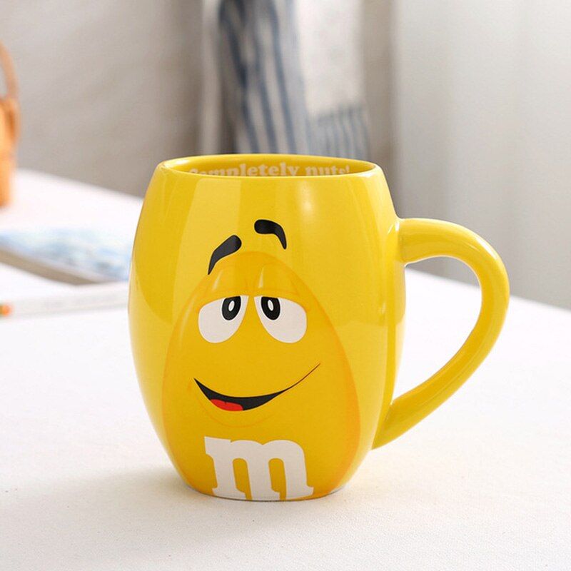 600mL m&m Beans Coffee Mugs Tea Cups and Mugs Cartoon Cute Expression Mark Large Capacity Drinkware ChristGifts