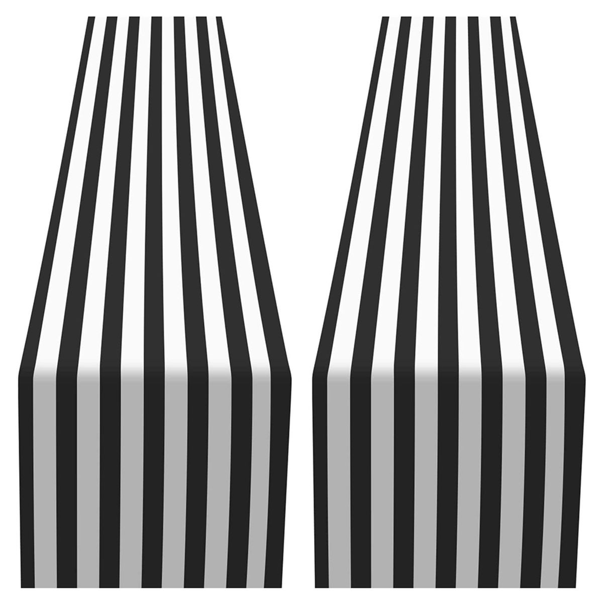 Striped Table Runner Polyester Table Decor Tablecloth for Indoor Outdoor Events Family Dinner(Black and White,2 Pack)