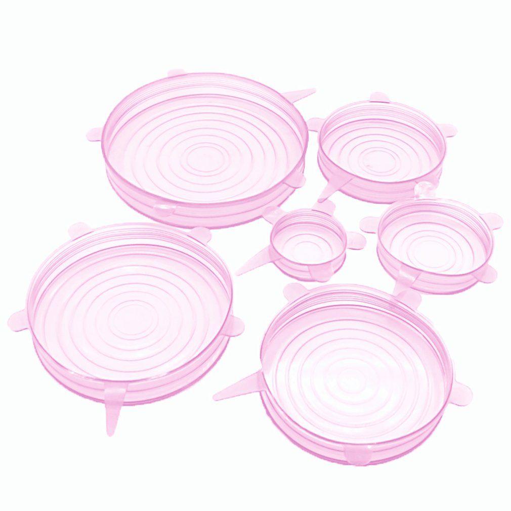 Food Reusable Silicone Wrap With 6 Different Sizes Keeping Food Fresh Sealed Kitchen Tools Silicone Stretchy Lids