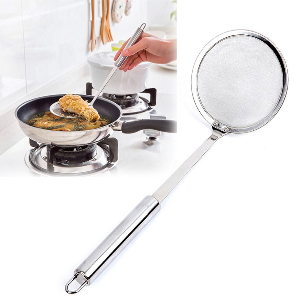 1 pcs Oil Sieve Filter Screen Colander Pot Stainless Steel Juice Strainer Spoon Fine Mesh Oil Residue Filter For Hot Pot Kitchen Tool with durability