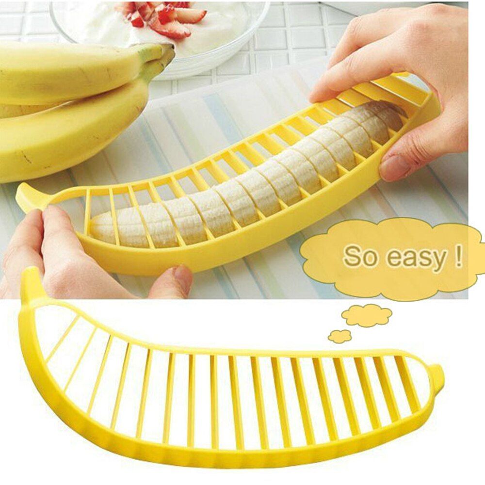Plastic Banana Slicer Cutter Fruit Vegetable Tools Salad Maker Cooking Tools Fruit Knife Kitchen Chef Knives Kitchen Gadgets-Gold