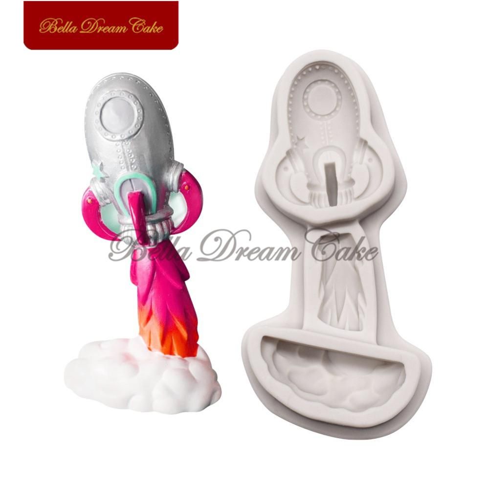Rocket Launching Pattern Silicone Mold Fondant Chocolate Cake Moulds For Birthday Party Cake Decorating Tool Kitchen Bakeware