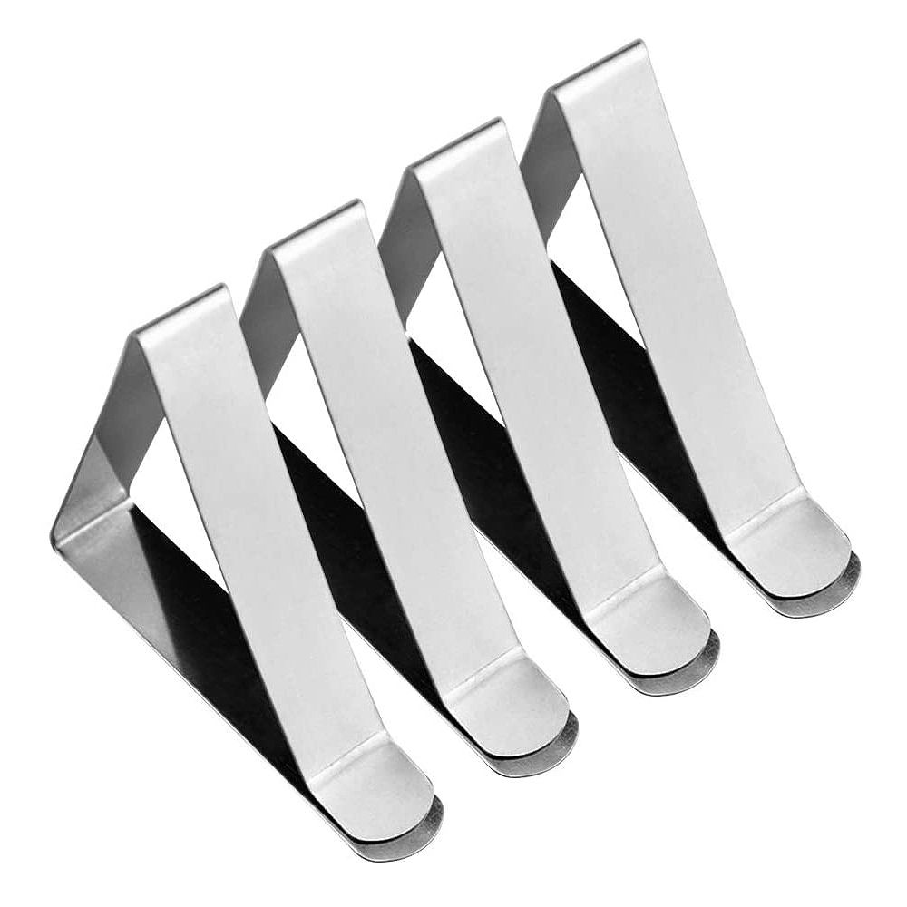 4 Pcs Stainless Steel Tablecloth Clip,Non-Slip Adjustable Table Cover Clamps Clip Table Cloth Holders for Party Picnic - Silver