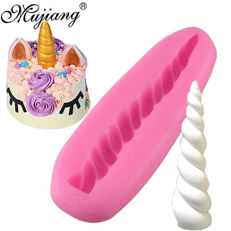 Mujiang 3D Unicorn Horn Silicone Mold Baby Birthday Fondant Cake Decorating Tools Unicornio Chocolate Candy Clay Gumpaste Moulds