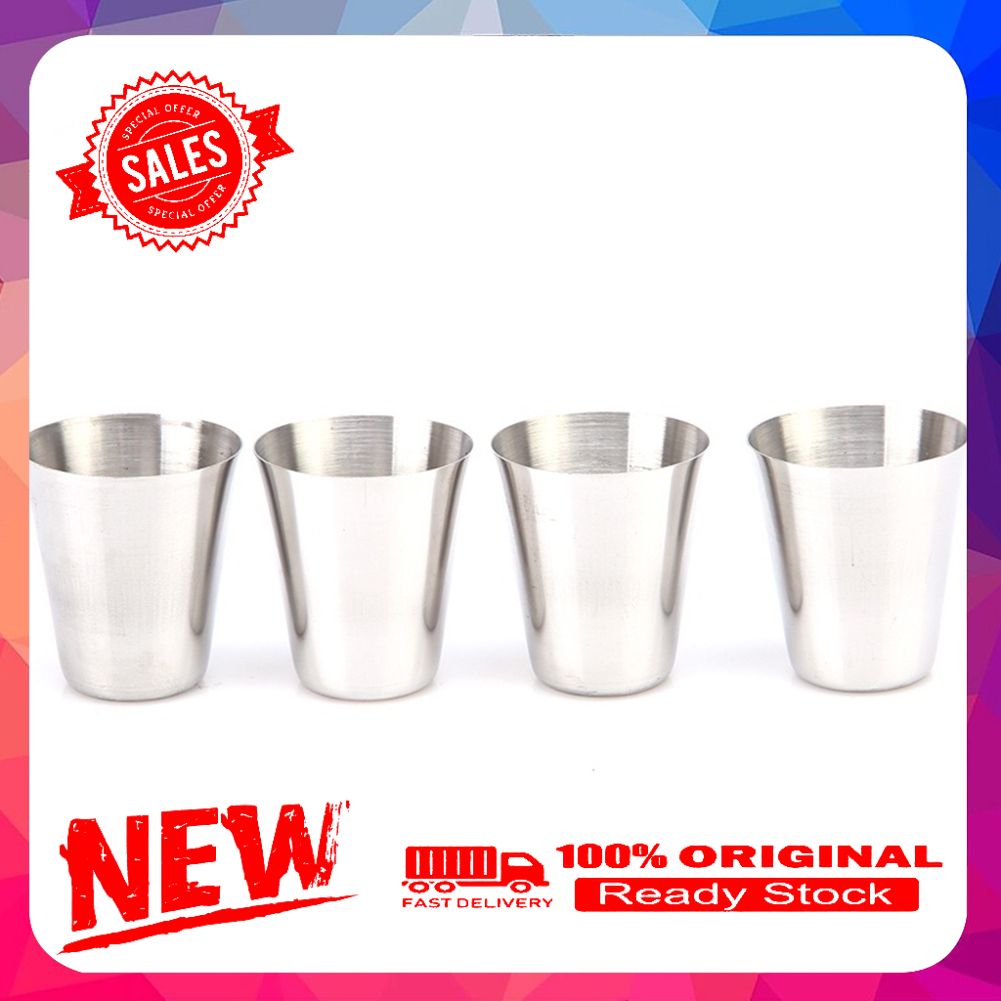 4Pcs Mini 70ml Drink Liquor Stainless Steel Cups with Holder Travel Barware
