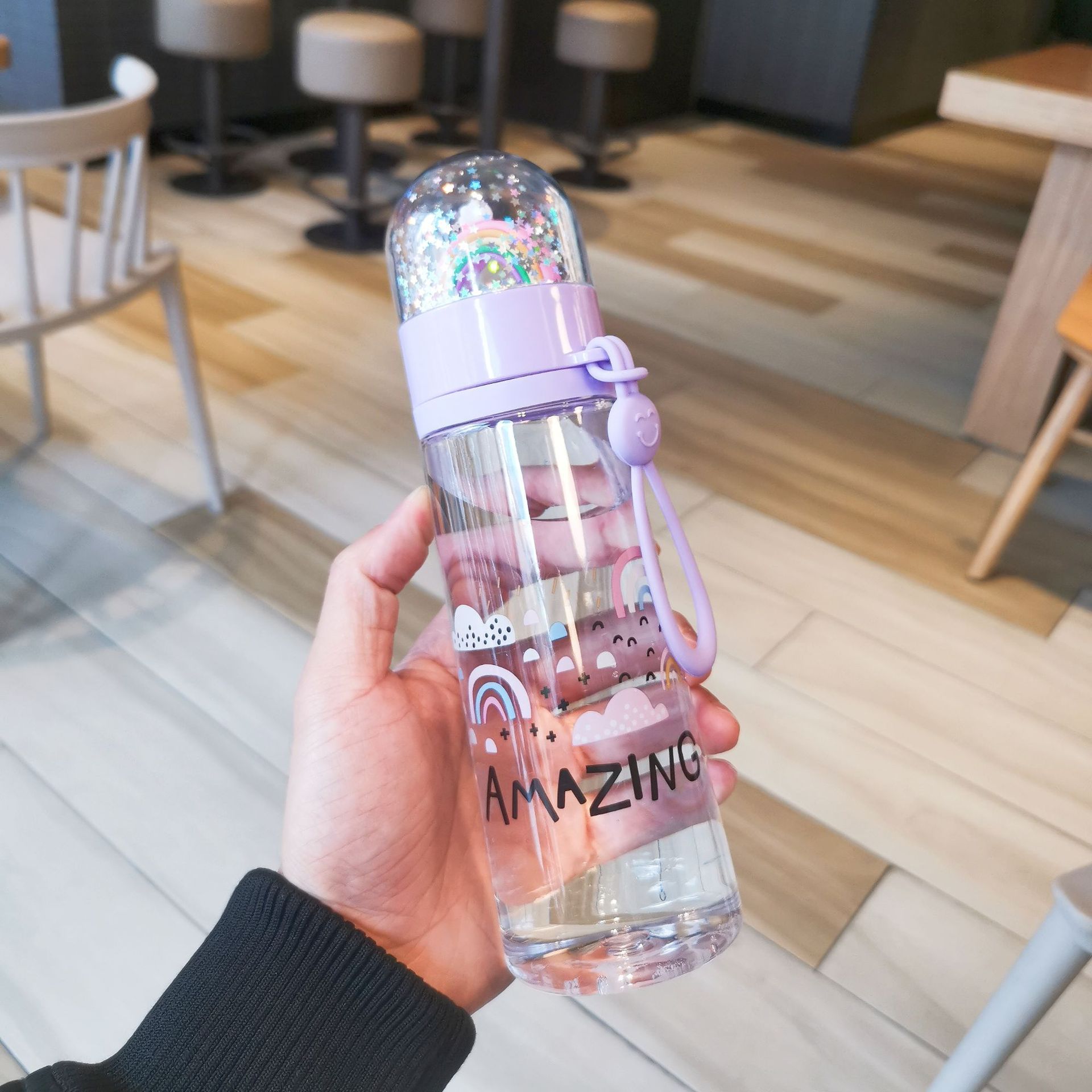 Water bottle cute unicorn creative micro landscape interesting design plastic water cup rainbow color girl portable portable