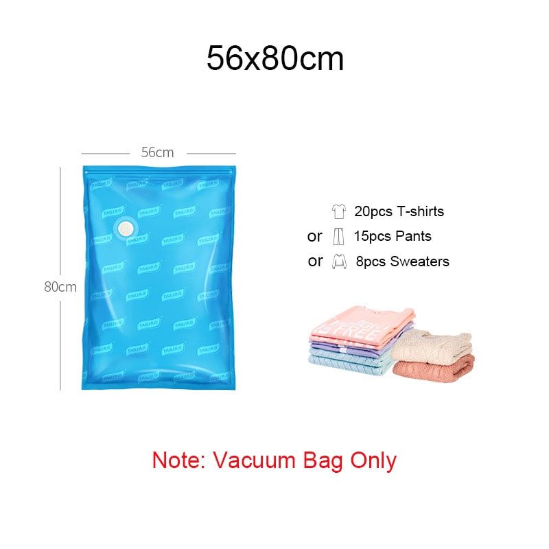Home Vacuum Storage Bags for Clothes Blankets Pillows Travel Storage Compression Bag 75% Space Saver No Pump Needed High Quality