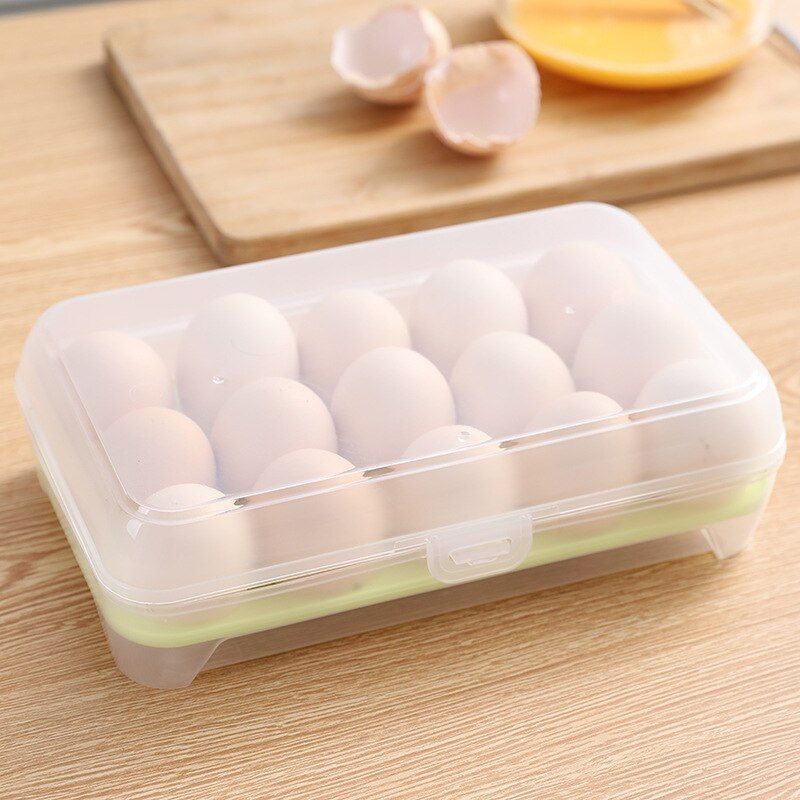15 Grid Kitchen Egg Box Refrigerator Fresh-keeping Box Plastic Portable Food Storage Box Storage Box Transparent Egg Tray Box