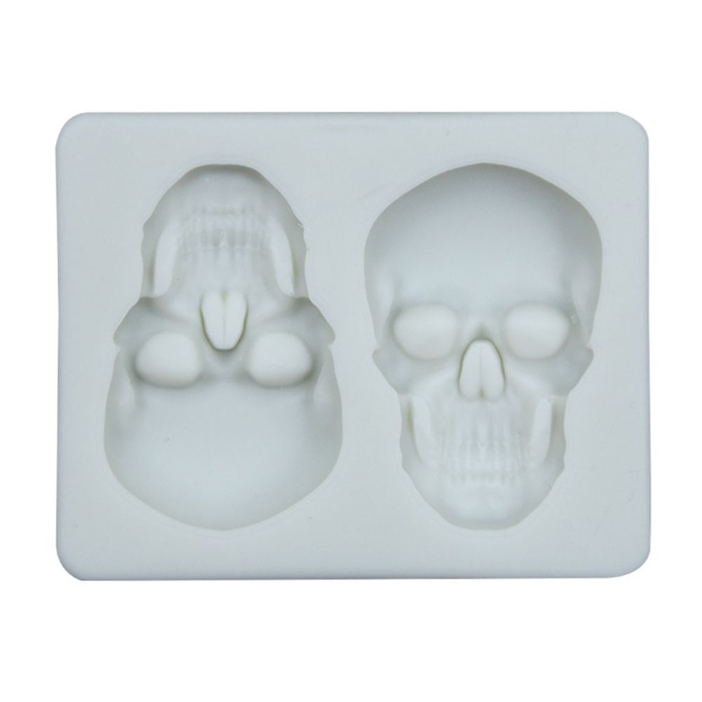 2 Grid Halloween Skull Shape Silicone Cake Mold Chocolate Fondant Baking Tool