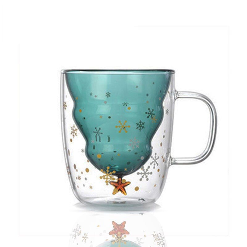 ChristGlass Cup Mug Heat-resistant 300ML Creative Double Layered Glass Cup Coffee Mug with Lid Cute for ChristYear