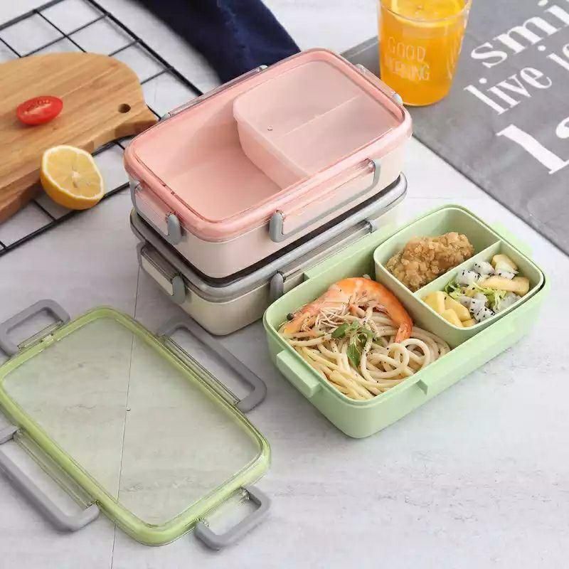 New microwave independent lattice lunch box for children Bento box leak-proof portable lunch box Bento food container