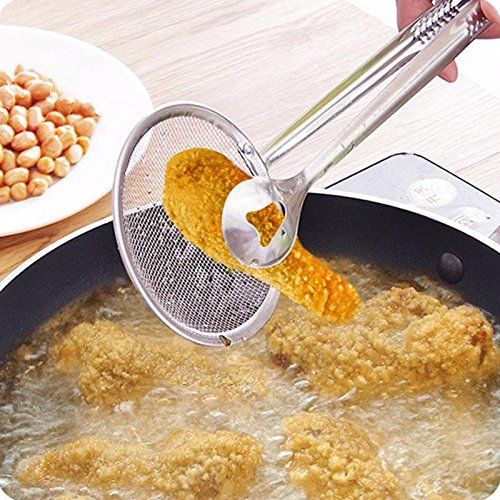 Stainless Steel Colander Oil Fried Food Fishing Spoon Tofu Powder Sieve Filter Food Oil Clip Kitchen Tools