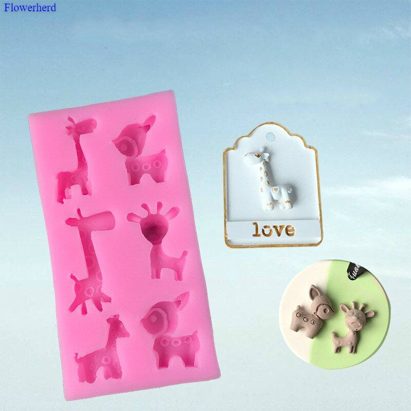 Car Aromatherapy Plaster Decoration Six Fawn Silicone Mold Small Animal Ice Tray Handmade Chocolate Candy Mold DIY Fondant Tools