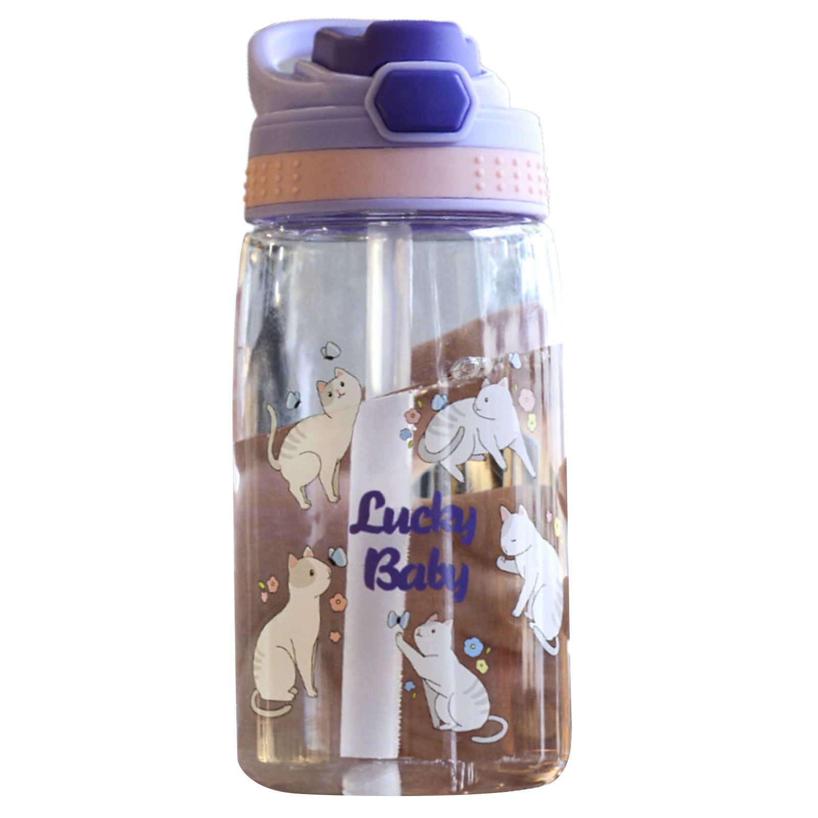 780ml Drinking Bottle Cartoon Pattern Leakproof Plastic Kids Students Straw Cup for Sports