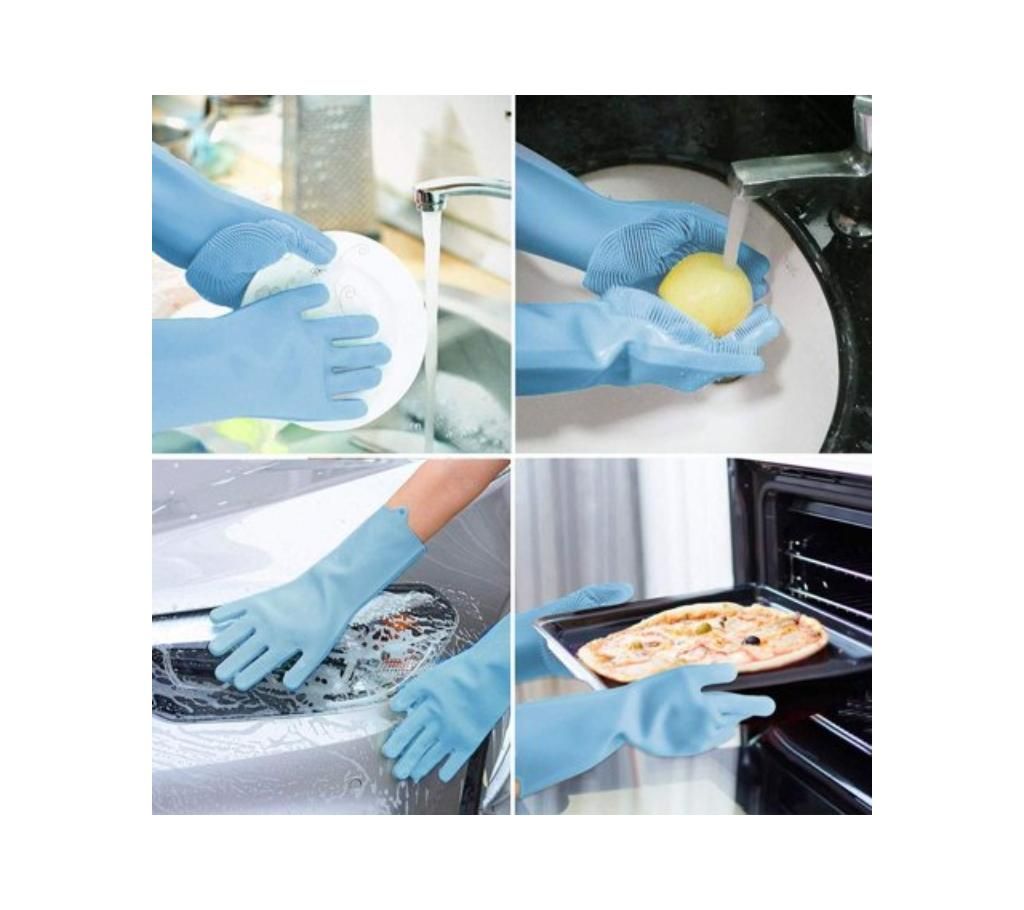 Magic Silicone Dish Washing Kitchen Hand Gloves