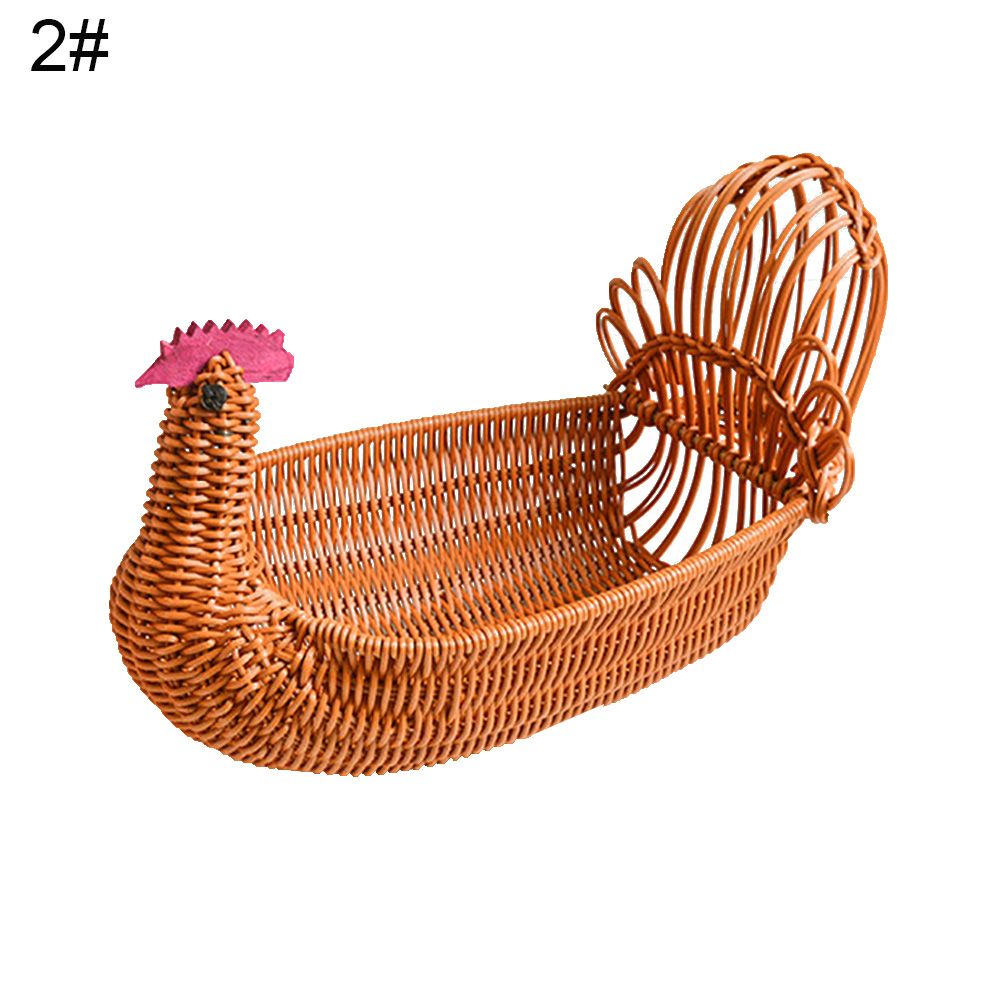 Peacock Turkey Duck Shape Rattan Woven Storage Basket Fruit Bread Food Organizer