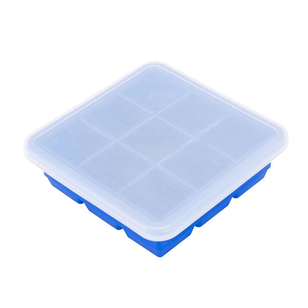 9 Grids Silicone Ice Cubes Mold Tray Heat Cold Resistant Baking Tool with Cap