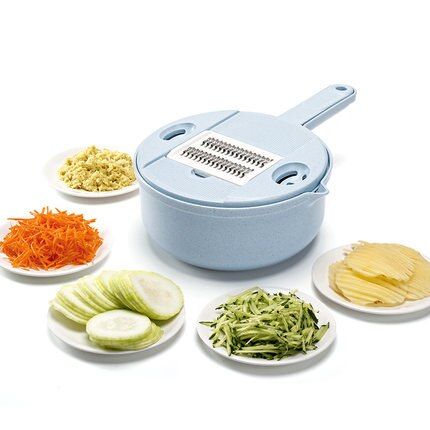 Multi-use Vegetable Stainless Steel Slicer Dicing Blades Manual Potato Peeler Carrot Grater Dicer Kitchen Tools Vegetable Cutter-Sky Blue