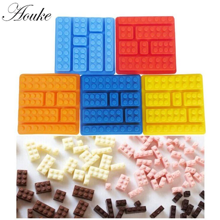 Aouke 1PCS Lego Brick Blocks Shaped Rectangular DIY Chocolate Silicone Mold Ice Cube Tray Cake Tools Fondant Moulds