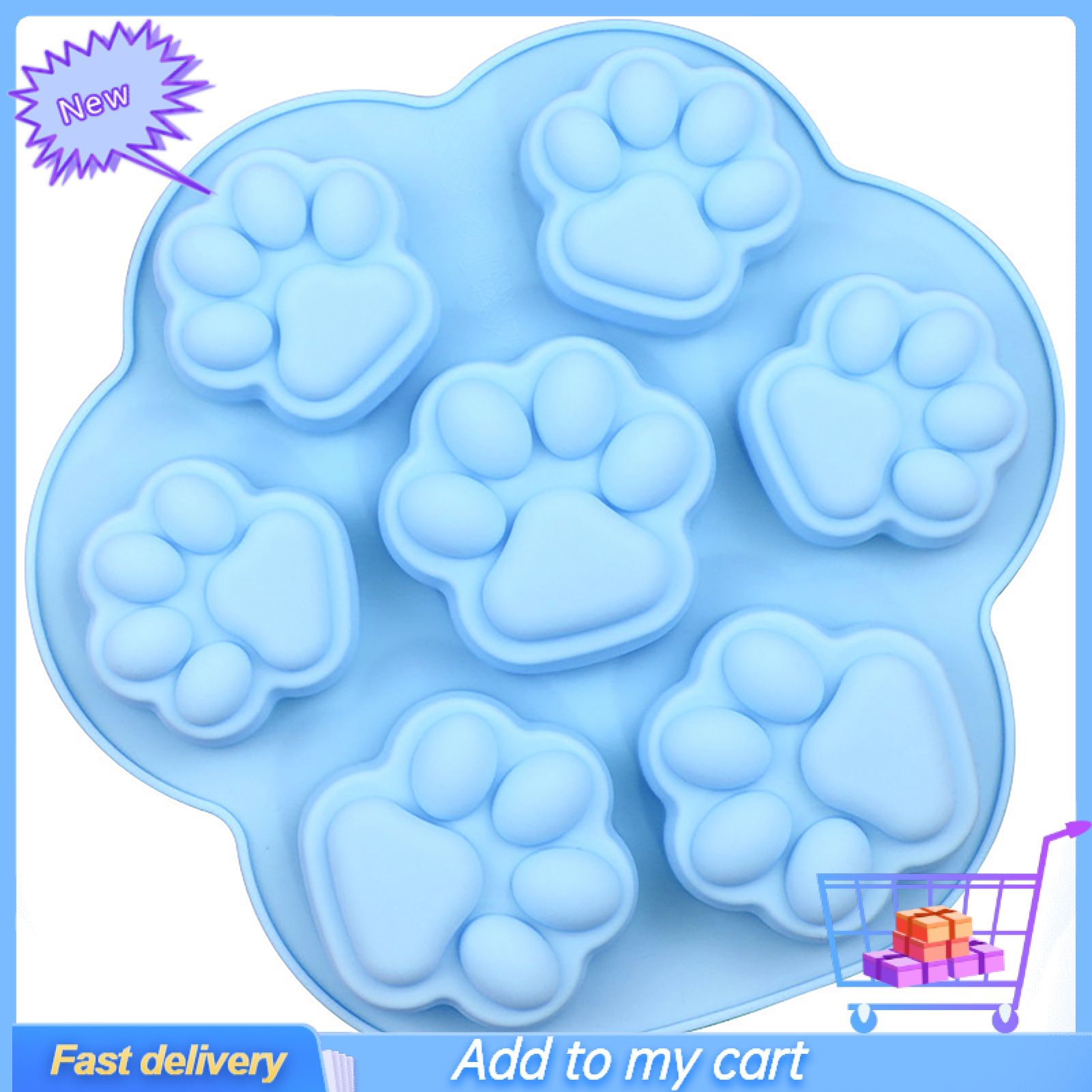 7 Cavity Cake Mold Heat-resistant Easy to Release Cat Claw Shape Footprint Handmade Silicone Chocolate Mold for Kitchen