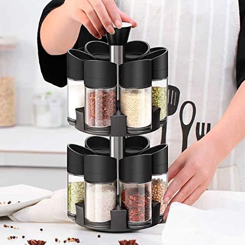 Proton 12 Pieces Double Layer Spice Rack Set of 360'Rotatable Tray Kitchen Dispenser Set 12 Pieces Spice Rack European style Spice Racks Set Be the spice master with our Herb & Spice Carousel Jar Set