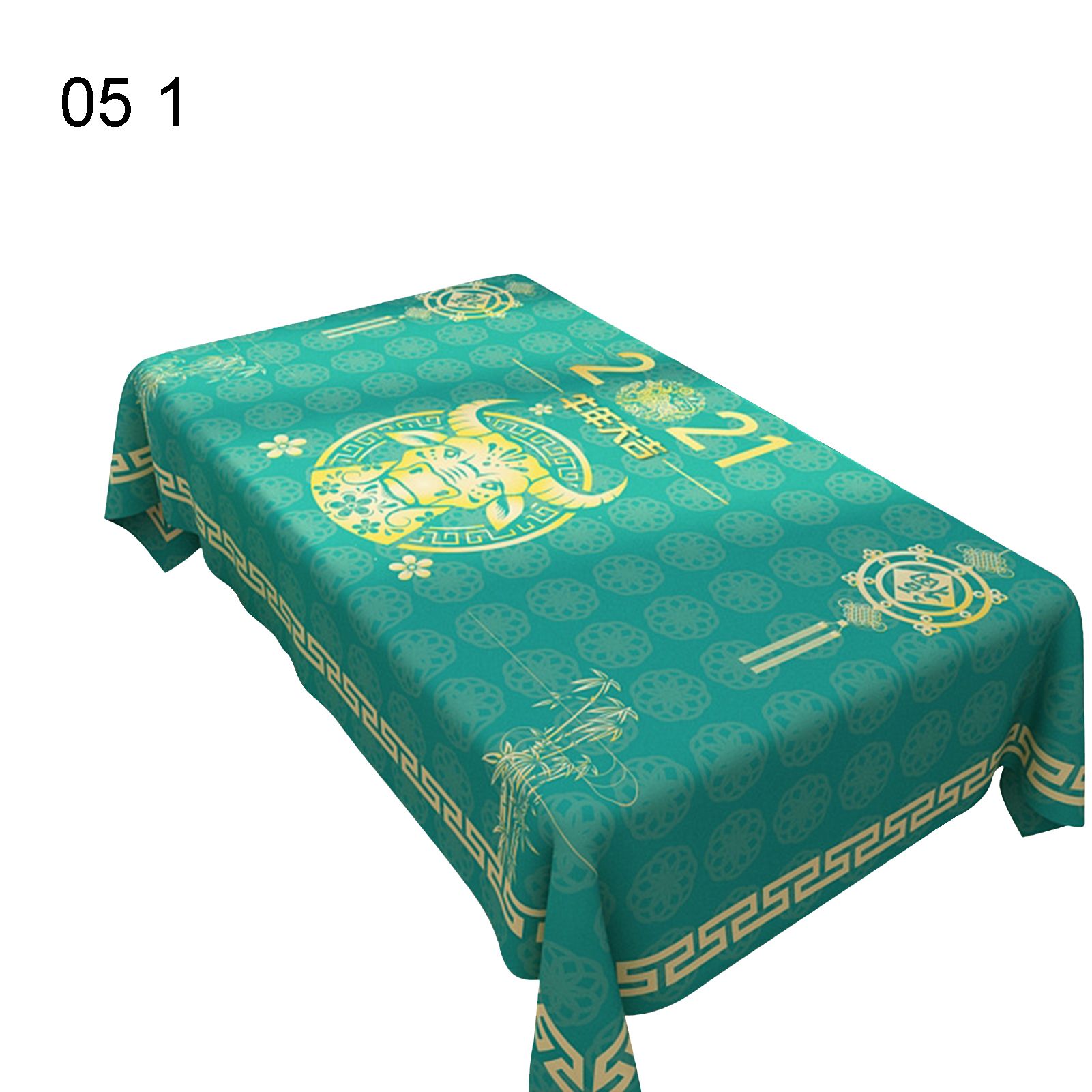 New Year Pattern Pinted Tablecloth Waterproof Dustproof Dining Table Cover Decor