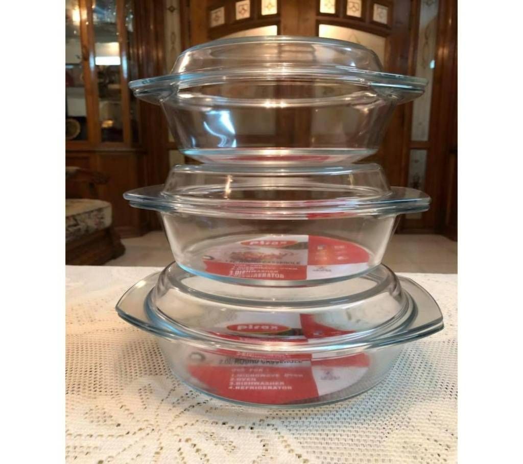 Oven Proof Glass Bowl with Glass Lid - Transparent