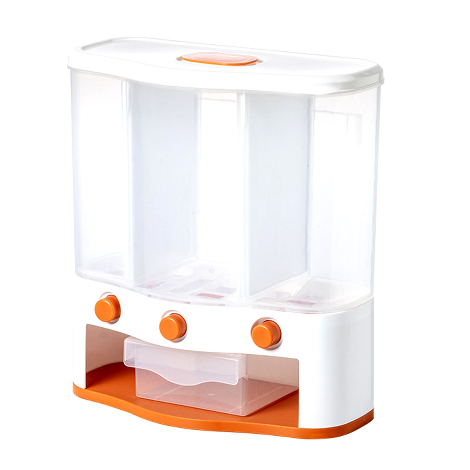 Wall-Mounted Rice Dispenser Seperated Grids PP Retain Freshness Grain Container Kitchen Supplies