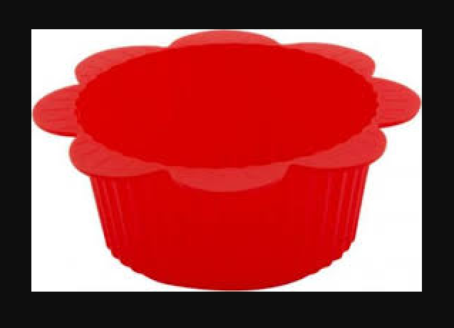 Set Of 6-Piece Silicon Cup Cake Mould, Red