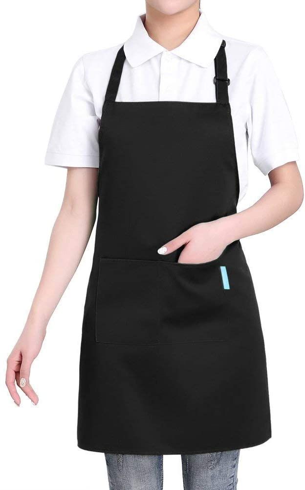 100% Cotton Printed Kitchen Apron (Size : 26X32 Inches, ColorBlack)