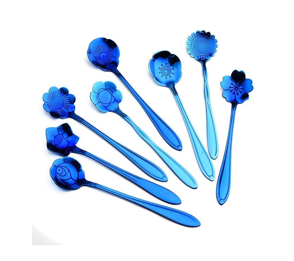 8pcs/set Flower Shape Stainless Coffee Spoon