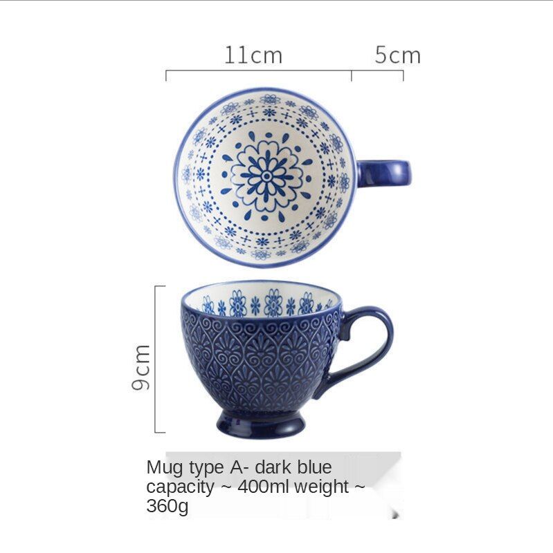Ceramic cup large capacity high foot mug with handle breakfast Oatmeal Milk Coffee Cup personalized household water cup gift
