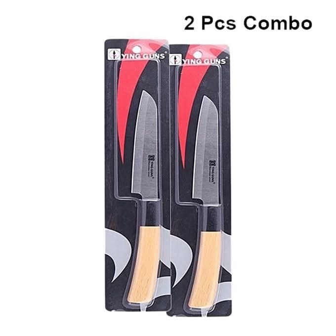 Combo of Kitchen Small Knife 2 PCs - Silver and Wooden